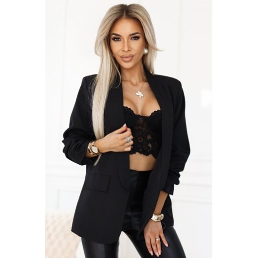 Numoco 588-1 damska klasyczna marynarka z drapowanymi rękawkami ze sklepu intimiti.pl w kategorii Marynarki damskie - zdjęcie 187901103