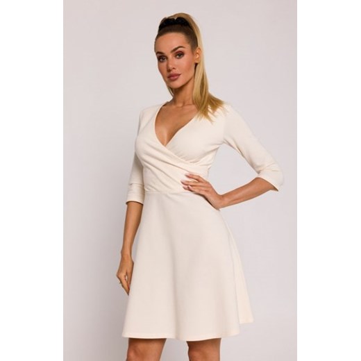Moe sukienka z górą na zakładkę śmietankowa M786 ze sklepu intimiti.pl w kategorii Sukienki - zdjęcie 187901340