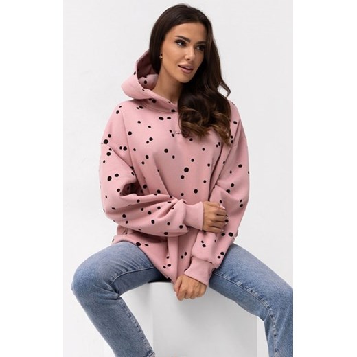 Oversizowa bluza damska z kapturem kropeczki ze sklepu intimiti.pl w kategorii Bluzy damskie - zdjęcie 187901344