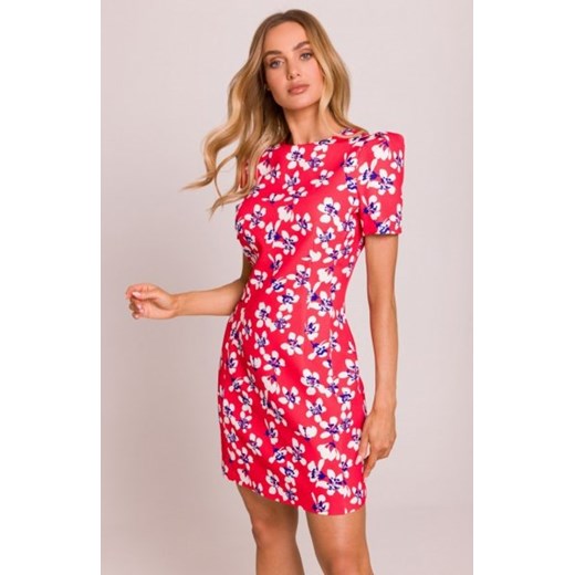 Moe wzorzysta sukienka mini z ozdobnymi rękawami M856/2 ze sklepu intimiti.pl w kategorii Sukienki - zdjęcie 187901412