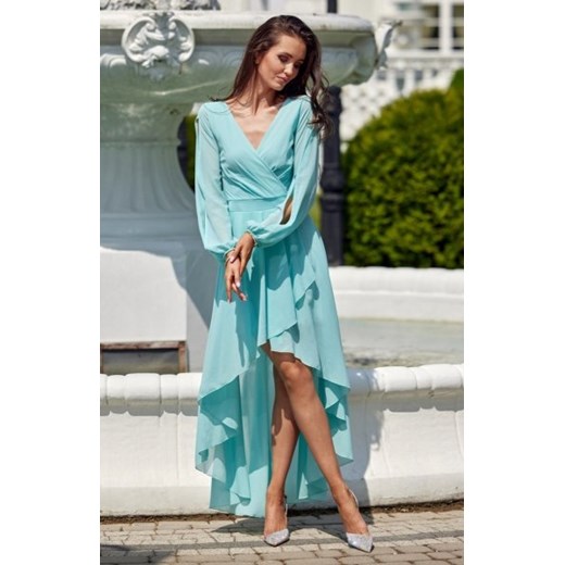 Asymetryczna maxi sukienka szyfonowa miętowa ze sklepu intimiti.pl w kategorii Sukienki - zdjęcie 187901510