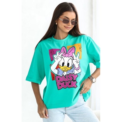 Oversizowy t-shirt Daisy Duck miętowy ze sklepu intimiti.pl w kategorii Bluzki damskie - zdjęcie 187901990