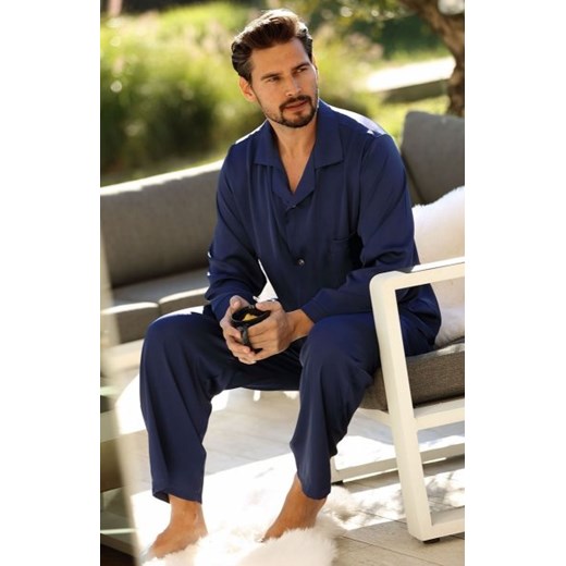 Dkaren Lukas satynowa piżama męska granatowa ze sklepu intimiti.pl w kategorii Piżamy męskie - zdjęcie 187901994