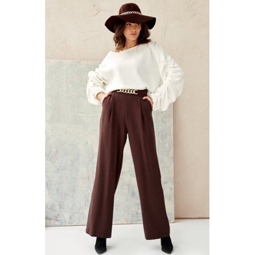 Szerokie spodnie plazzo brązowe 0011 ze sklepu intimiti.pl w kategorii Spodnie damskie - zdjęcie 187902101
