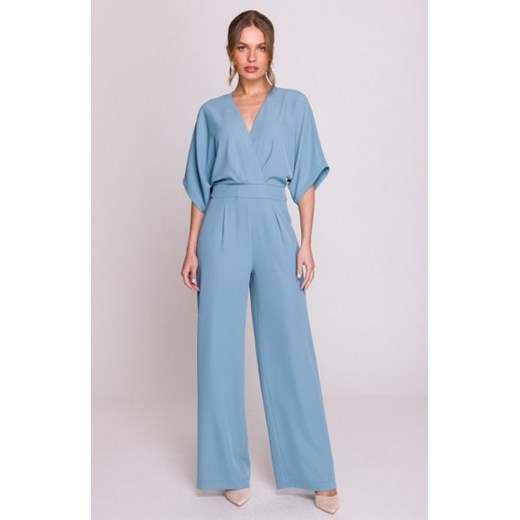 Stylove S395 kombinezon z dekoltem kopertowym zimny niebieski ze sklepu intimiti.pl w kategorii Kombinezony damskie - zdjęcie 187902613