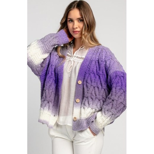 Fobya F1972 kardigan ombre multikolor fioletowy ze sklepu intimiti.pl w kategorii Swetry damskie - zdjęcie 187902873