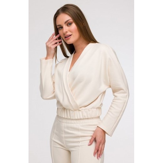 Bewear B292 bluza z kopertowym dekoltem waniliowa ze sklepu intimiti.pl w kategorii Bluzy damskie - zdjęcie 187902892