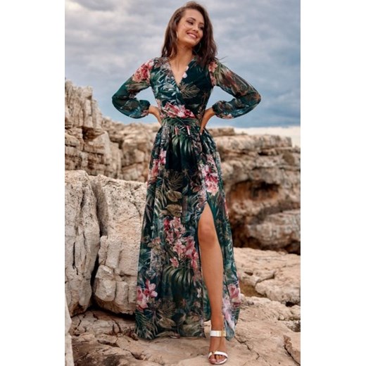 Roco długa sukienka w niebieskie kwiaty 0219/R71 ze sklepu intimiti.pl w kategorii Sukienki - zdjęcie 187902900