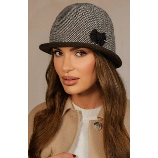 Kamea Dante kapelusz damski zimowy w pepitkę brązowy ze sklepu intimiti.pl w kategorii Kapelusze damskie - zdjęcie 187903093