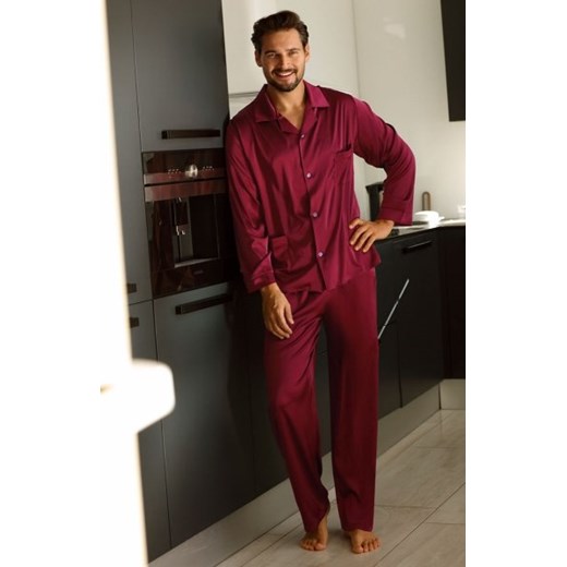 Dkaren Lukas satynowa piżama męska bordowa ze sklepu intimiti.pl w kategorii Piżamy męskie - zdjęcie 187903150