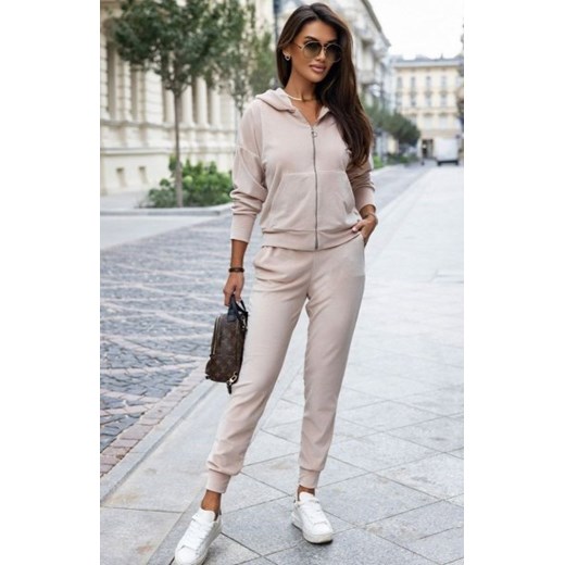 Ivon Kanya welurowy komplet dresowy beżowy ze sklepu intimiti.pl w kategorii Dresy damskie - zdjęcie 187903303