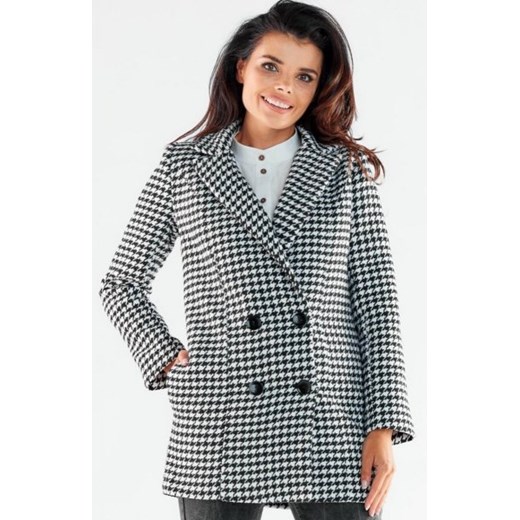 Dwurzędowy płaszcz damski A546 pepitka ze sklepu intimiti.pl w kategorii Płaszcze damskie - zdjęcie 187903370