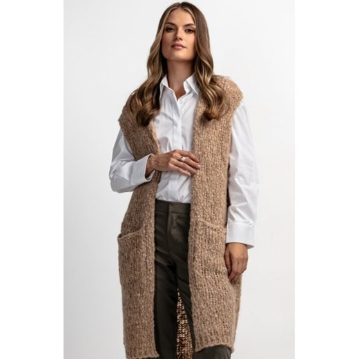 Kamizelka z niefarbowanej wełny alpaki F1882 mocca ze sklepu intimiti.pl w kategorii Swetry damskie - zdjęcie 187903932