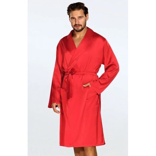 Dkaren Lukas satynowy szlafrok męski czerwony ze sklepu intimiti.pl w kategorii Szlafroki męskie - zdjęcie 187904194