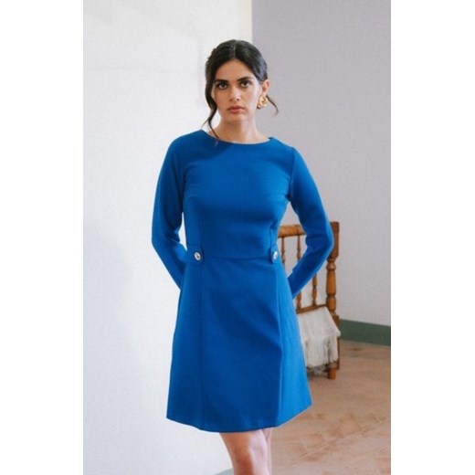 Stylove S419 sukienka z ozdobnymi guzikami w talii chabrowa ze sklepu intimiti.pl w kategorii Sukienki - zdjęcie 187904690