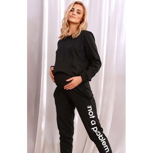 Dresowe spodnie ciążowe czarne SPO.4238 ze sklepu intimiti.pl w kategorii Bielizna ciążowa - zdjęcie 187904822