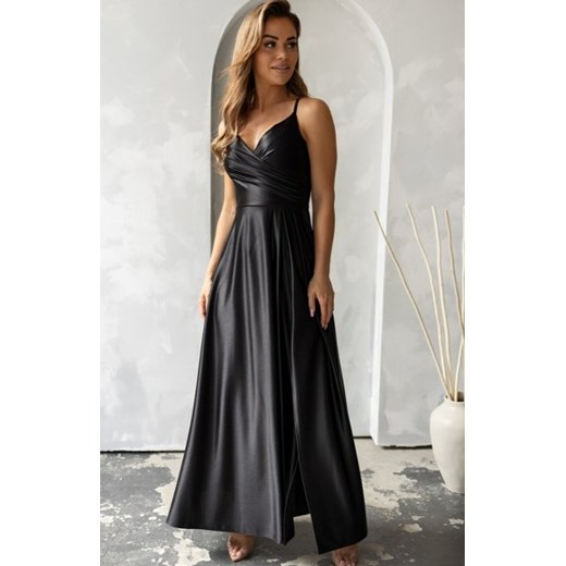 Nifiko Stella satynowa długa sukienka czarna ze sklepu intimiti.pl w kategorii Sukienki - zdjęcie 187904974