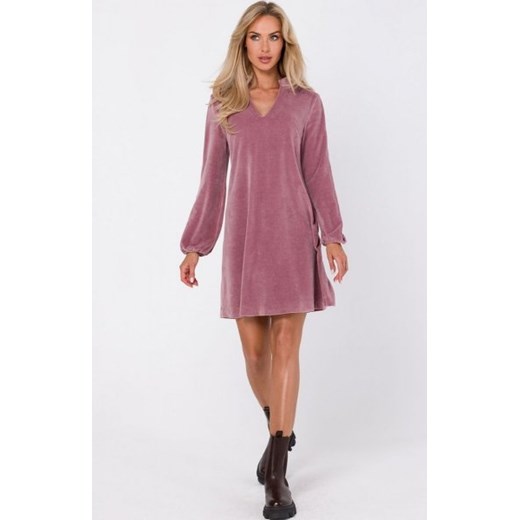Moe M767 welurowa sukienka brudny róż ze sklepu intimiti.pl w kategorii Sukienki - zdjęcie 187905272