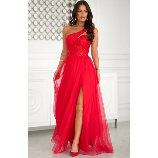 Bicotone długa sukienka z cekinami czerwona ze sklepu intimiti.pl w kategorii Sukienki - zdjęcie 187905331