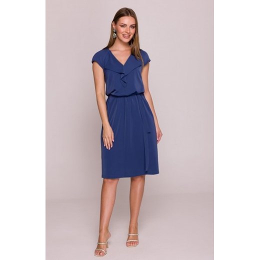 Stylove S411 sukienka z żabotem niebieska ze sklepu intimiti.pl w kategorii Sukienki - zdjęcie 187905342