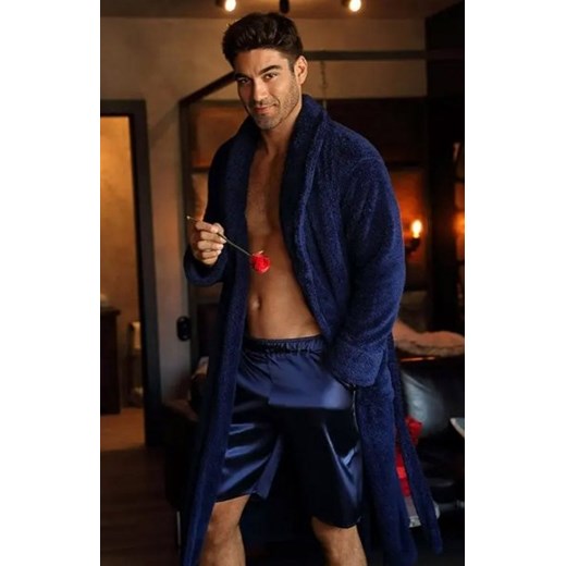 Dkaren Zeus satynowe spodenki męskie granatowe ze sklepu intimiti.pl w kategorii Piżamy męskie - zdjęcie 187905693