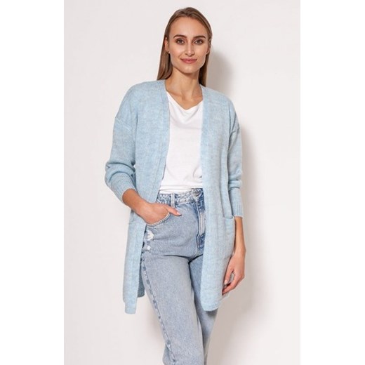 MKM PA013 swetrowy płaszcz błękitny ze sklepu intimiti.pl w kategorii Swetry damskie - zdjęcie 187905701
