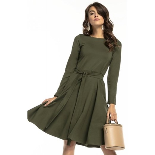 Tessita T287 rozkloszowana sukienka z paskiem zielona ze sklepu intimiti.pl w kategorii Sukienki - zdjęcie 187905762