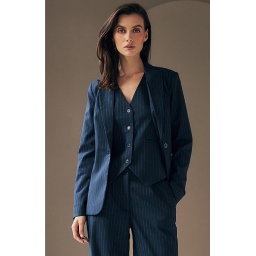 Marynarka oversize dwurzędowa prążek granatowa ze sklepu intimiti.pl w kategorii Marynarki damskie - zdjęcie 187905994