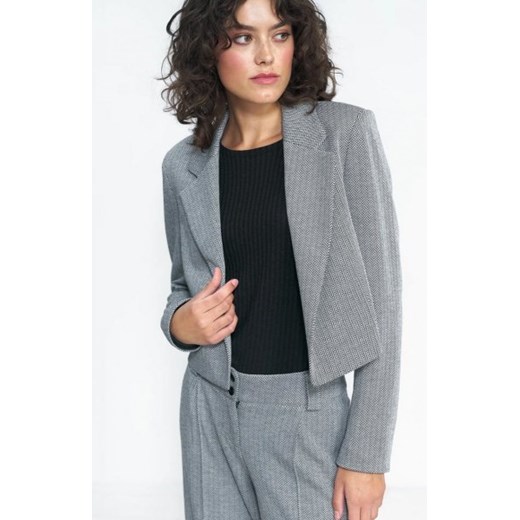 Nife Z52 krótki żakiet w jodełkę czarną ze sklepu intimiti.pl w kategorii Marynarki damskie - zdjęcie 187906401