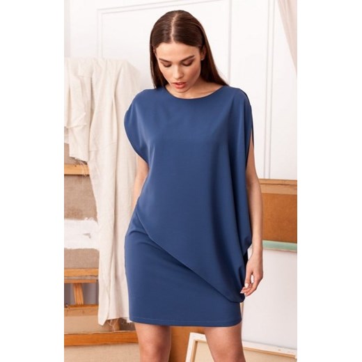 Elegancka sukienka mini warstwowa niebieska S262 ze sklepu intimiti.pl w kategorii Sukienki - zdjęcie 187906552