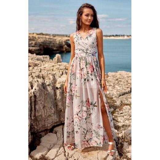 Szyfonowa długa sukienka letnia w kwiaty D02 ze sklepu intimiti.pl w kategorii Sukienki - zdjęcie 187906642