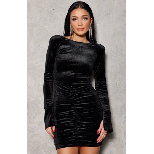 Brokatowa mini sukienka welurowa Dolores czarna ze sklepu intimiti.pl w kategorii Sukienki - zdjęcie 187906672