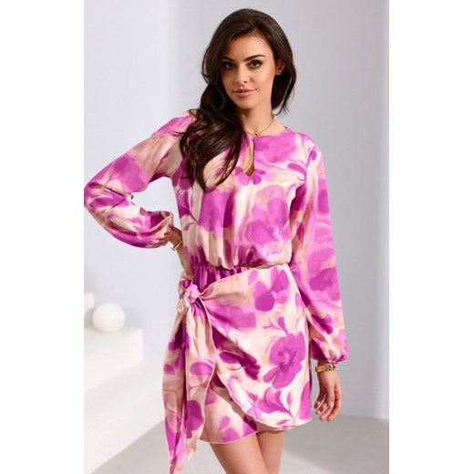 *Kwiatowa mini sukienka z wiązaniem E72 ze sklepu intimiti.pl w kategorii Sukienki - zdjęcie 187906682