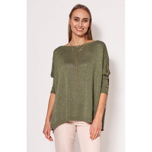 MKM SWE040 sweter z połyskującą nitką zielony ze sklepu intimiti.pl w kategorii Swetry damskie - zdjęcie 187906724