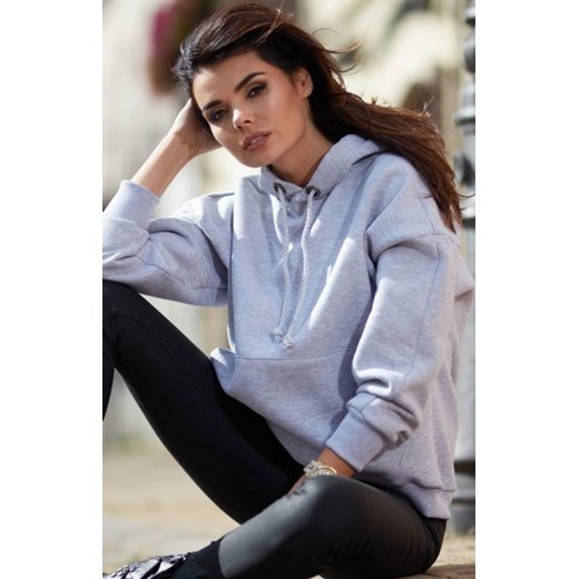 Bawełniana bluza z kapturem szara M223 ze sklepu intimiti.pl w kategorii Bluzy damskie - zdjęcie 187906730