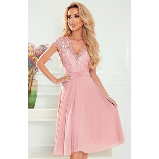 Numoco 381-1 LINDA szyfonowa sukienka z koronkowym dekoltem ze sklepu intimiti.pl w kategorii Sukienki - zdjęcie 187906854