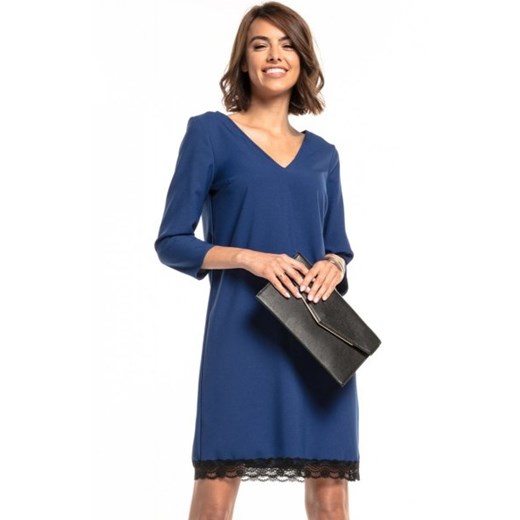 Tessita T324 prosta sukienka z koronką granatowa ze sklepu intimiti.pl w kategorii Sukienki - zdjęcie 187906880