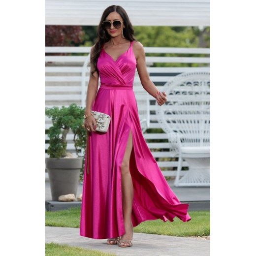 Elizabeth Marina długa satynowa sukienka amarantowa ze sklepu intimiti.pl w kategorii Sukienki - zdjęcie 187906963