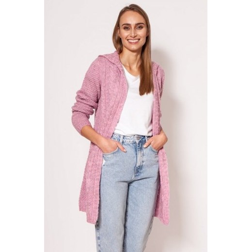 MKM PA019 kardigan z kapturem różowy ze sklepu intimiti.pl w kategorii Swetry damskie - zdjęcie 187907011