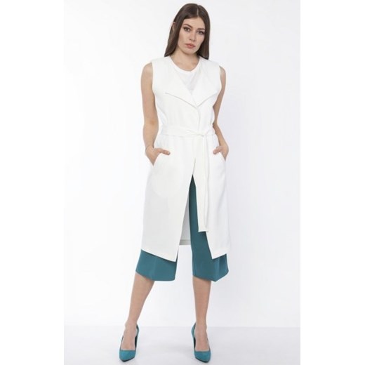 Długa kamizelka ecru KM104 ze sklepu intimiti.pl w kategorii Kamizelki damskie - zdjęcie 187908262