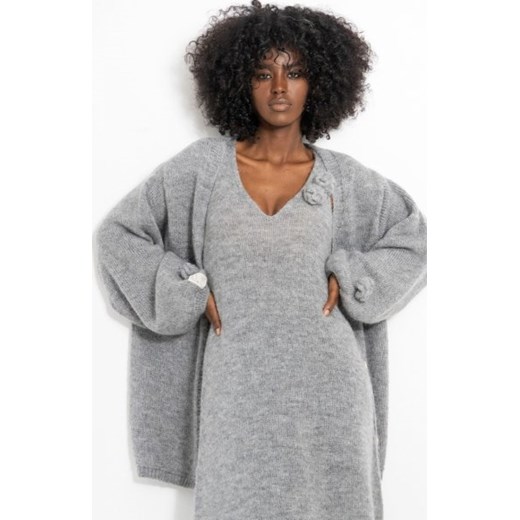 Fobya F1964 zapinany oversizowy kardigan damski szary ze sklepu intimiti.pl w kategorii Swetry damskie - zdjęcie 187908274