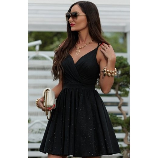 Rozkloszowana brokatowa mini sukienka Lily czarna ze sklepu intimiti.pl w kategorii Sukienki - zdjęcie 187908292