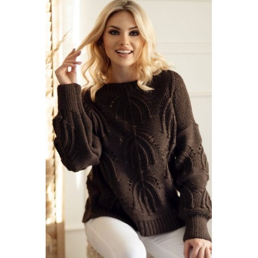 Oversizowy sweter ażurowy 30081 ze sklepu intimiti.pl w kategorii Swetry damskie - zdjęcie 187908340