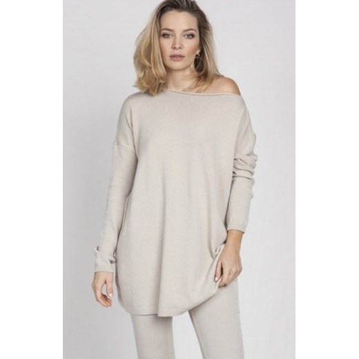 MKM SWE169 dzianinowa bluza beżowa ze sklepu intimiti.pl w kategorii Swetry damskie - zdjęcie 187908414