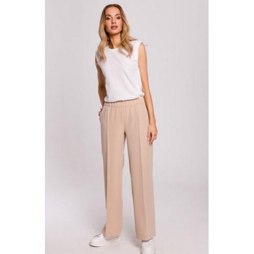 Szerokie spodnie damskie plazzo beżowe M570 ze sklepu intimiti.pl w kategorii Spodnie damskie - zdjęcie 187908552