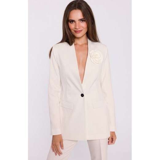 Stylove S370 marynarka z kwiatkiem ecru ze sklepu intimiti.pl w kategorii Marynarki damskie - zdjęcie 187908630