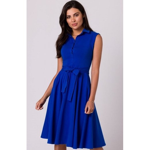 Bewear B261 rozkloszowana bawełniana sukienka chabrowa ze sklepu intimiti.pl w kategorii Sukienki - zdjęcie 187909081