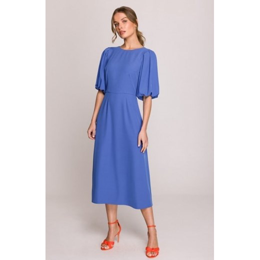 Stylove S399 sukienka z bufiastymi rękawami niebieska ze sklepu intimiti.pl w kategorii Sukienki - zdjęcie 187909191