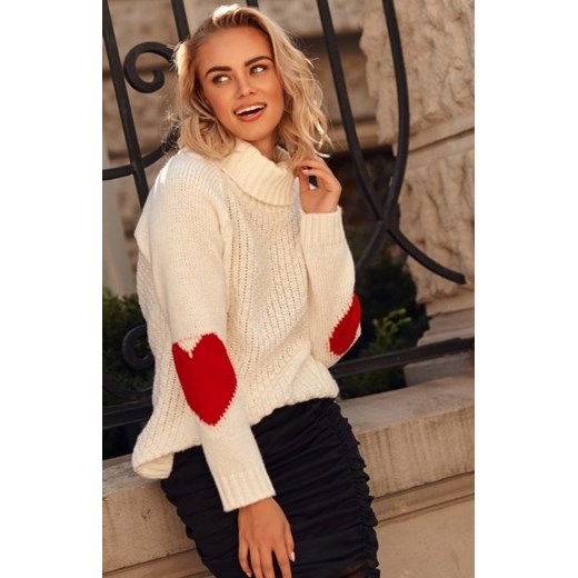 *Oversizowy sweter z golfem ecru S104 ze sklepu intimiti.pl w kategorii Swetry damskie - zdjęcie 187909291