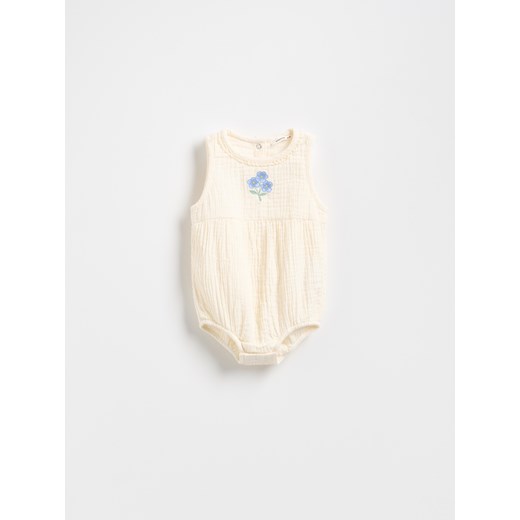 Reserved - Muślinowe body z haftem - złamana biel ze sklepu Reserved w kategorii Body niemowlęce - zdjęcie 187909772
